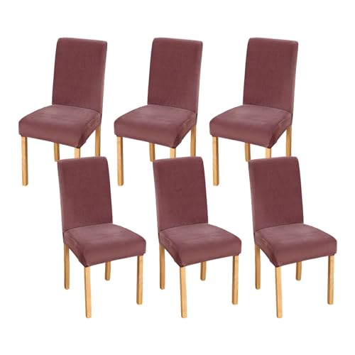 JHLD Stretch Stuhlhussen 6er Set, Stuhlbezug Samt Weiche Stuhlhussen Für Esszimmerstühle Abnehmbare Waschbar Für Hotel Bankett-Rosa A-6 Stück