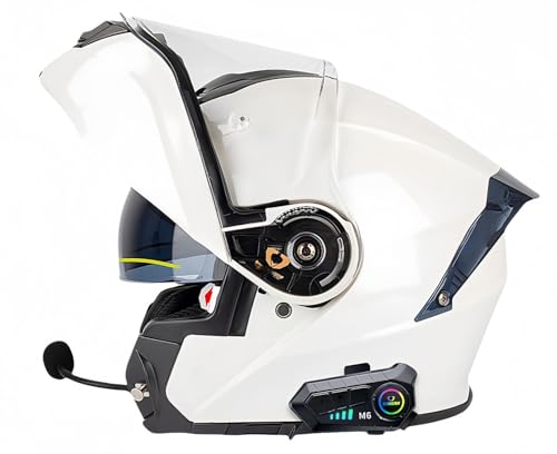 Bluetooth Modulare Motorradhelme ECE-Geprüft Modular Mit Doppelvisier Integralhelm Motorradhelm Herren Damen Rollerhelm Integralhelm Doppeltes Antibeschlagvisier K,L59-60CM