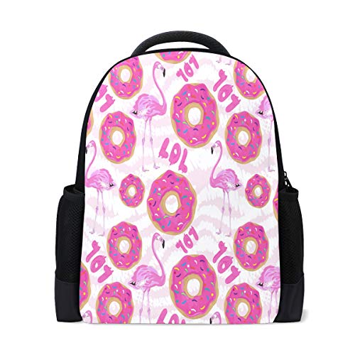 Pink Flamingo Donuts Reise Laptop Rucksack Schule Buch Tasche Tier Causal Daypack Outdoor Business Wandern Rucksäcke Camping Schultertaschen für Studenten Damen Herren