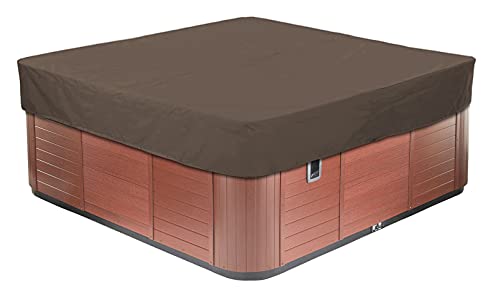 BaCover Outdoor Whirlpool Abdeckung, 210D Oxford-Gewebe Wasserdicht Spa Hot Tub Pool Abdeckun Quadratische Pool-Staubschut Mehrere Größen zur Auswahl,Kaffee,207x207x30cm