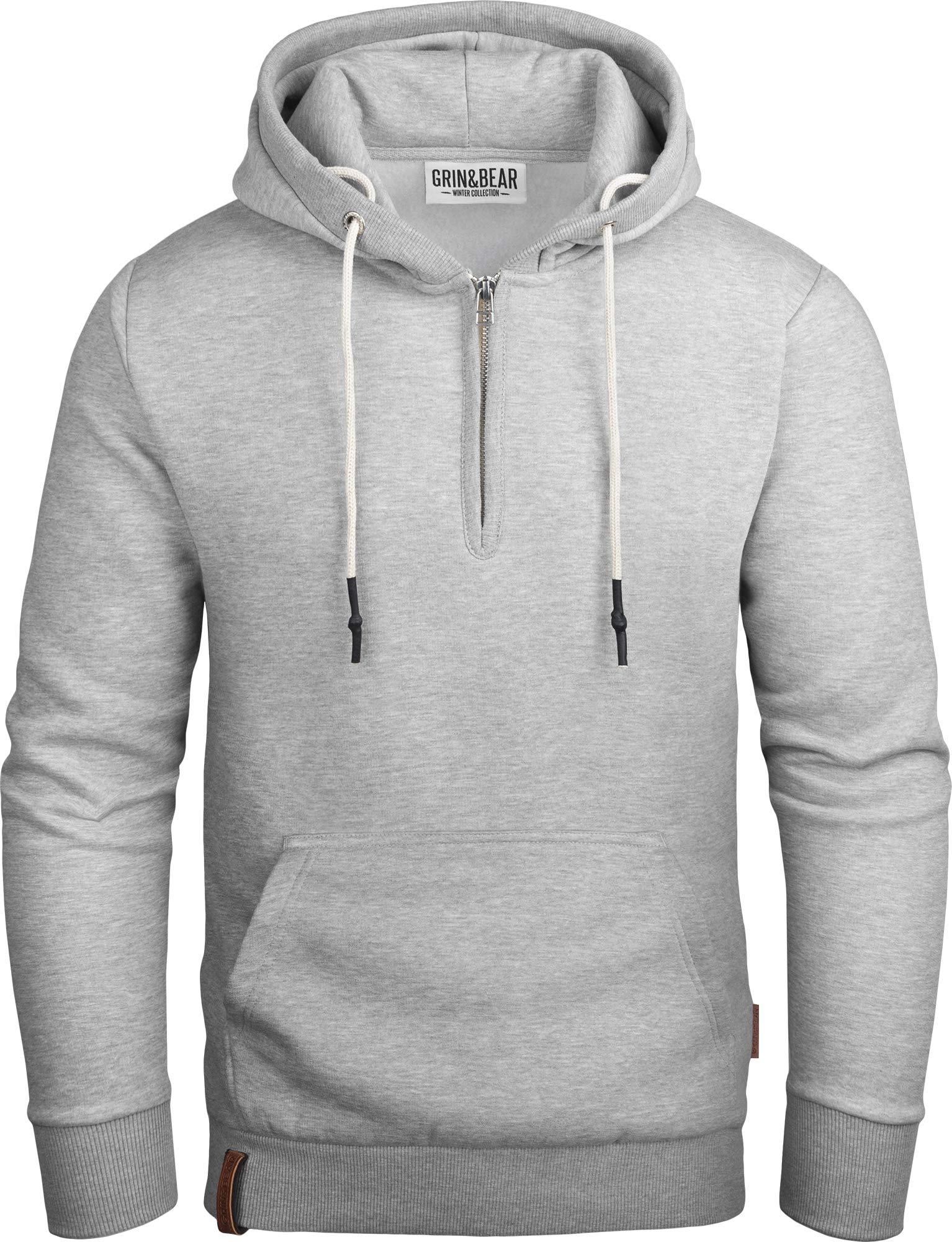 Grin&Bear Herren Hoodie Kapuzenpullover GEC483 Graumeliert-L