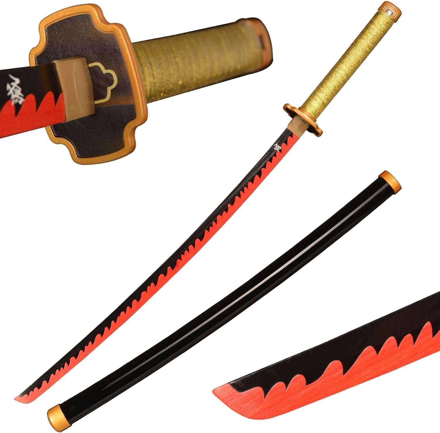 MAUXpIAO Sword Valley Japanisches Holz-Anime-Samurai-Schwert-Cosplay, Demon Slayer-Schwert 103 cm-Holzschwert-Kokushibou scharf/A/103cm