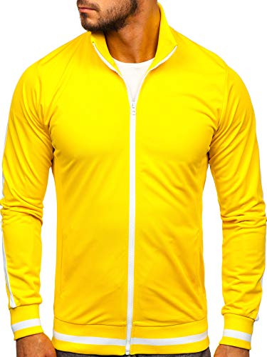 BOLF Herren Sweatshirt Stehkragen Reißverschluss Zip Täglicher Stil 2126 Gelb M [1A1]