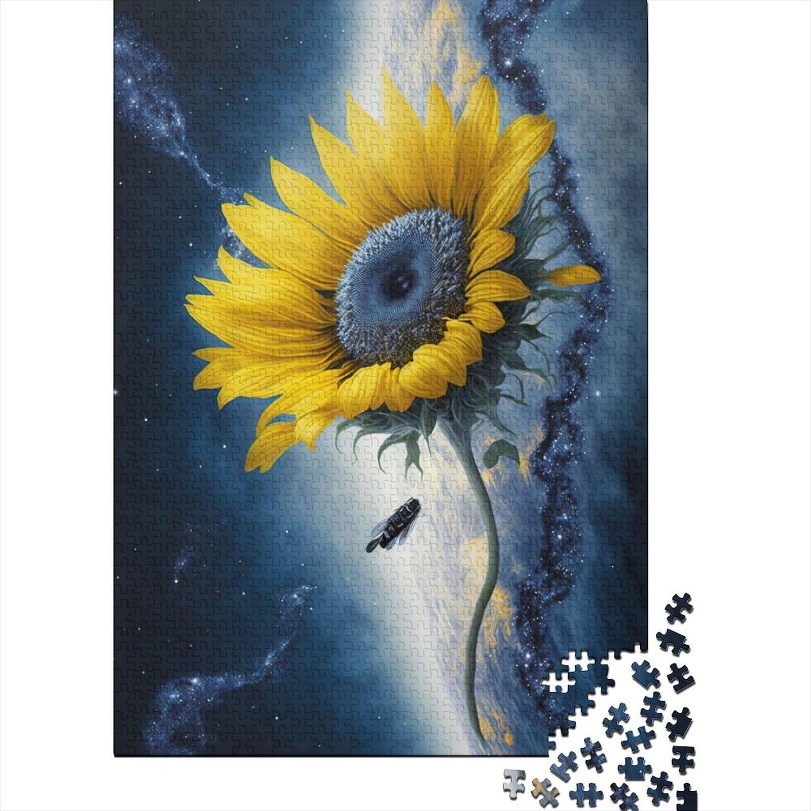 Universum-Sonnenblume für Erwachsene, schwierige Puzzles, Kunst-Puzzles für Erwachsene, 1000 Teile, Spielspielzeug für Erwachsene, Familienpuzzle, Geschenk, 29,53 x 19,69 Zoll