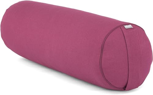 Bodhi | Yoga Bolster Rolle Ø 23 cm | Kissen für Yin Yoga | Yogarolle mit Dinkelfüllung | Yogakissen für Restorative Yoga mit Trageschlaufe | Abnehmbarem Bezug | 100% Baumwolle, lila