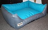 Hundebett Hundesofa Schlafplatz Kunstleder Acceso Farbe und Größe wählbar von XS bis XXL (70 cm X 55 cm, grau türkis)