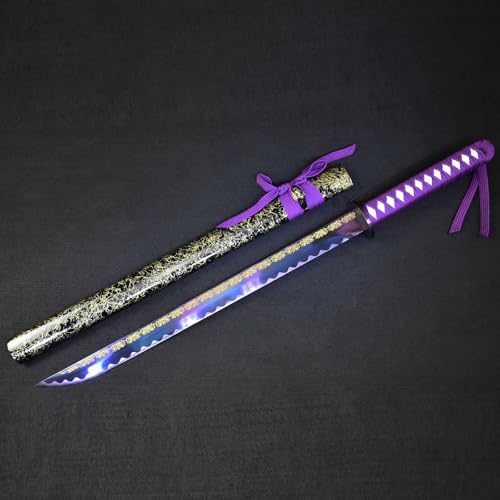 Japanisches Wakizashi mit Scheide,handgeschmiedeter Manganstahl,gebackenes lila Handwerk,handgefertigtes Kurzschwert,Samurai-Trainingsschwert,für Kendo,Geschenke,Sammeln,Ausstellen,Cosplay – 80 cm