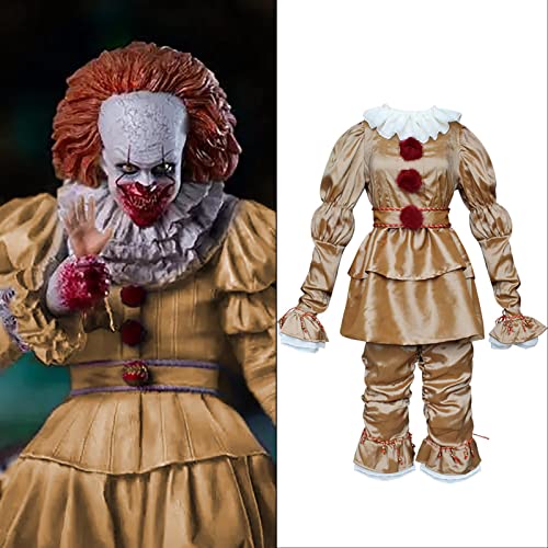 PW TOOLS Halloween Scary Clown Damen Herren Kostüm Set, für Halloween Scary Clown Minion Kostüme Pennywise Suits Dress Up Party, Rollenspiel und Karneval Cosplay, S-3XL Erwachsene Plus Size