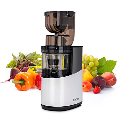 BioChef Altas Entsafter Whole Slow Juicer Pro - Ultra Starker Motor 350W, Einfach Gemüse & Früchte Entsaften mit XXL Einfüllschacht, Spülmaschinen Geeignete Einzelteile (Weiß)