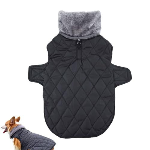 QARIDO Warmer Hundemantel, Hundemantel mit Fellkragen - Wendbare wasserdichte Hundejacke | Kältebeständige, wendbare Hundekleidung, reflektierende warme Hundejacke mit Fellkragen für Haustiere im