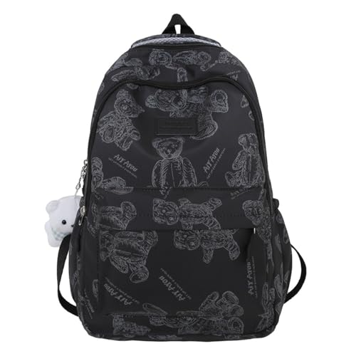 Reiserucksack Bärenmuster Laptop Rucksack Nylon Rucksack Studenten Schulrucksack Lässige Tagesrucksäcke Frauen