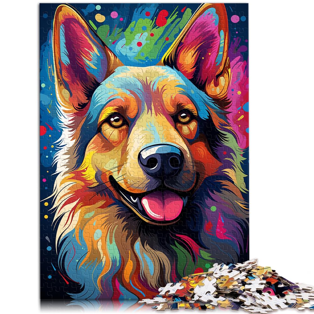 Puzzle Exotischer bunter Deutscher Schäferhund 1000 Teile Puzzle für Erwachsene Puzzle Geschenke Holzpuzzle Einzigartige Heimdekoration und Geschenke 1000 Teile (50 x 75 cm)