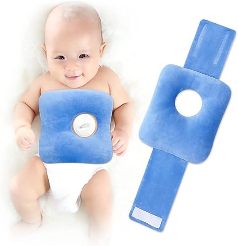 NEPPT G Tube Tummy Time Kissen für Baby-Fütterung, Schlauch-Gürtelkissen, mit Loch für Säuglinge und Kinder, verstellbarer Klettverschluss, blau, 25 x 23 x 2 cm (blau)