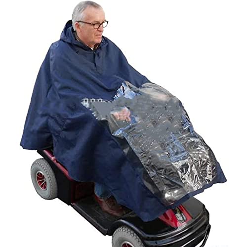 WCCNKK Universal Wasserdichter Regenponcho Für Mobilitäts-Rollstuhlumhang Regenmantel Rollstuhl Regenschutz Großer Winddicht Regenschutz Scooter Cape, Wärme Im Freien, Blau