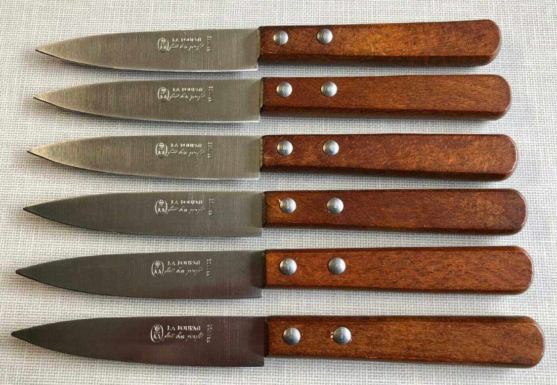 La Fourmi Miam Cuisine Messer-Set, mit Holzgriff, 2 Nieten, französisches Schriftzug, 6 Stück