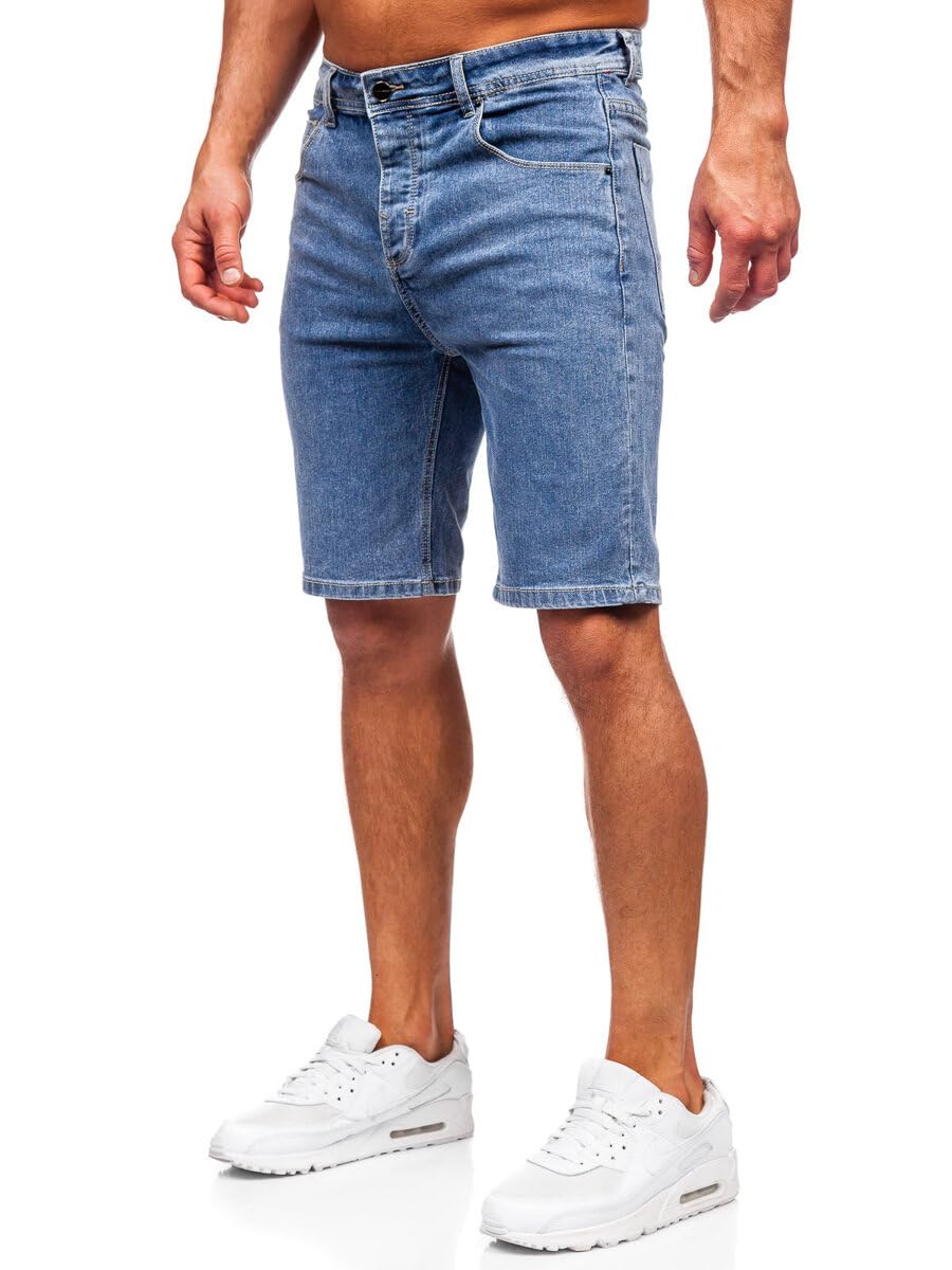 BOLF Herren Kurze Jeanshose Shorts Bermudas Jeans Short Kurze Hose Cargo Cargoshorts Destroyed Used Look Denim Stretch Freizeithose MP0274BC Dunkelblau S [7G7]