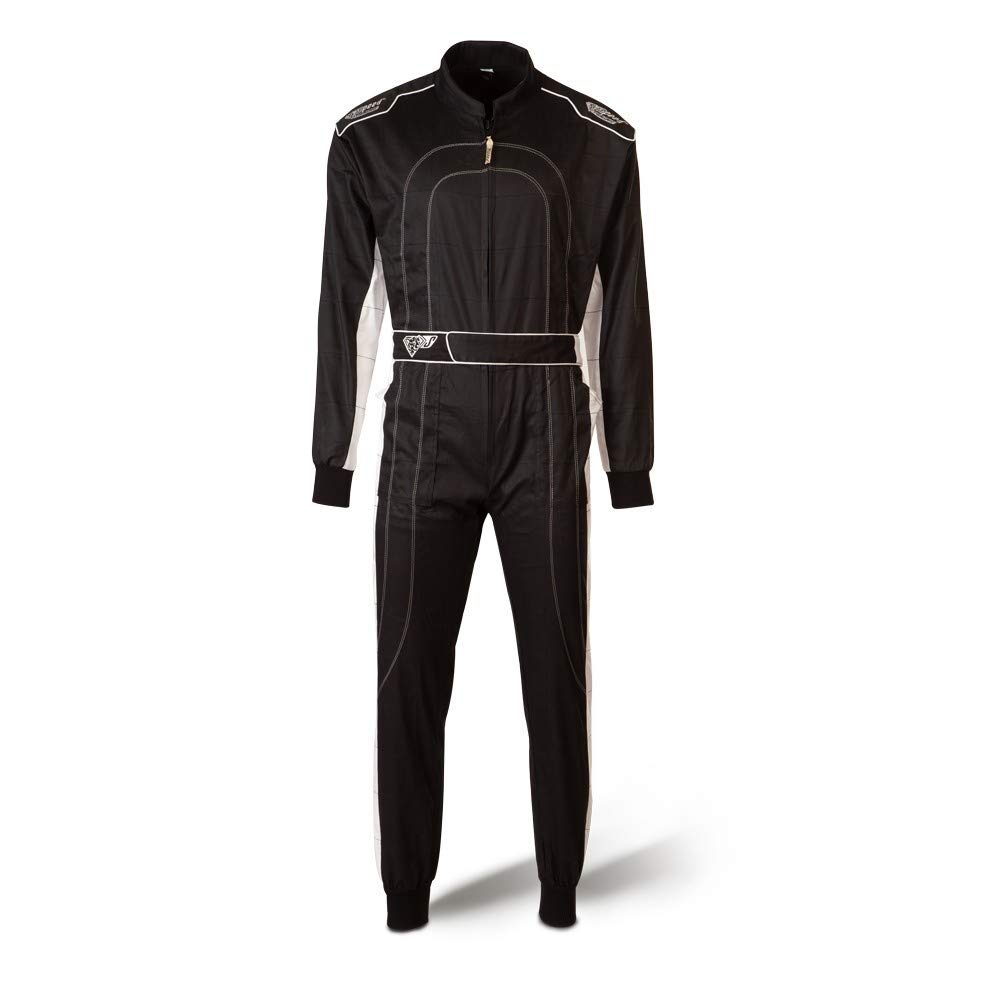 Speed Kartoverall - schwarz/weiß - Kart Hobby Overall - Karting Suit - Rennoverall (XL)