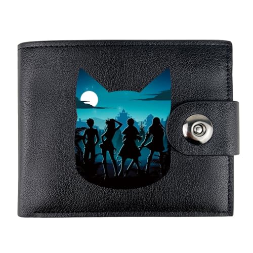 RYNDEX FAI-ry TA-il Anime-Geldbörsen, Cartoon-Münztasche Kleine Geldbörse, PU-Leder Geldbörse Brieftasche Wallet(Color:Black 10)