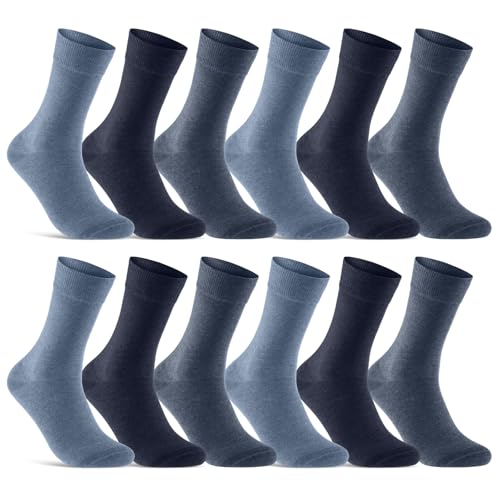 6 | 12 | 24 Paar Socken Damen Baumwolle Business Socken 10700 (Jeans Blau Navy 12 Paar 35-38)