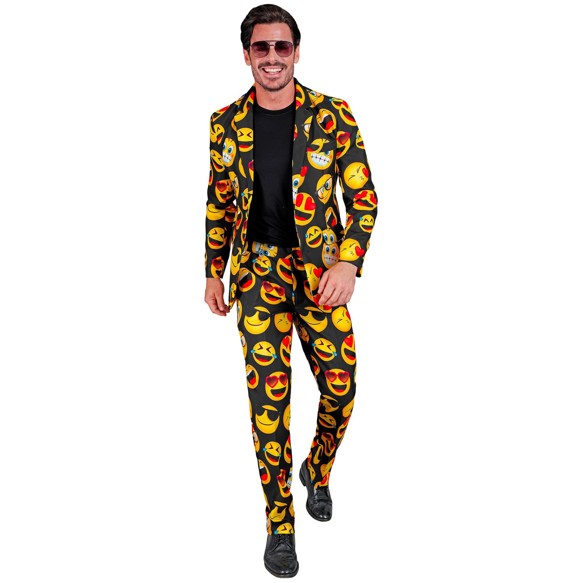 W WIDMANN MILANO Party Fashion - Kostüm Party Fashion Anzug Emoji, Jackett und Hose, Smiley, Showmen, Mottoparty