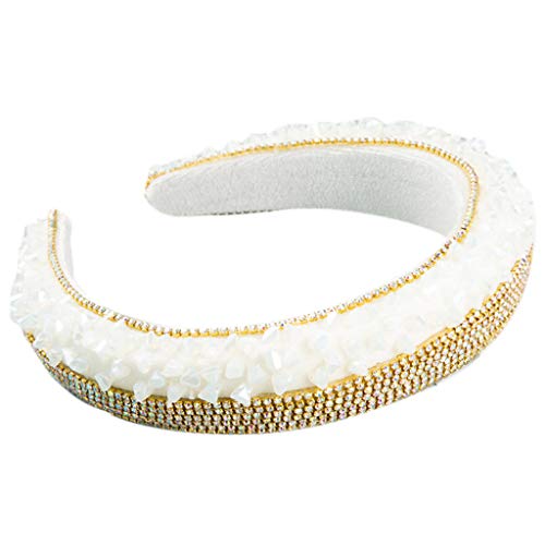 SANRLO Stirnbänder, Haar-Accessoires für Damen, Barock-Schwamm, Retro-Stirnband mit Kristallen für Strass-Kette, Patchwork-Haar H