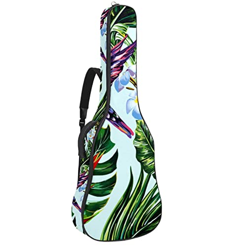 Akustische Gitarrentasche mit mehreren Taschen Dicke Polsterung Wasserdichter Gitarrenkoffer Gig Bag 108,9x42,9x11,9 cm,Hummingbird Tropical Leaf