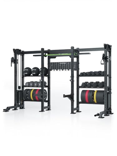 ATLETICA R8 VULTURE | Power Rack | Cable Cross Power Rack | Storage System | Dualer Kabelzug mit 340cm Griffweite | 2x90kg Steckgewicht | Aufbewahrungssystem