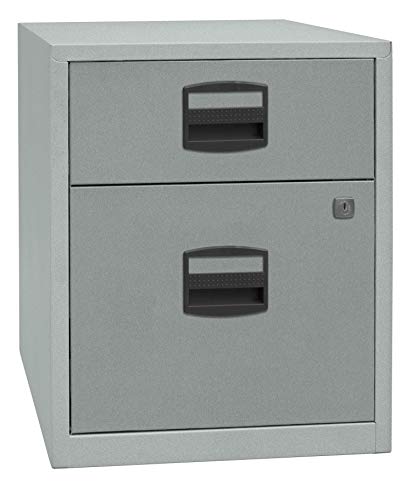 Bisley Home mobiler Beistellschrank PFA, 1 Universalschublade, 1 HR-Schublade, 355 Silber, 40 x 41.3 x 52.8 cm