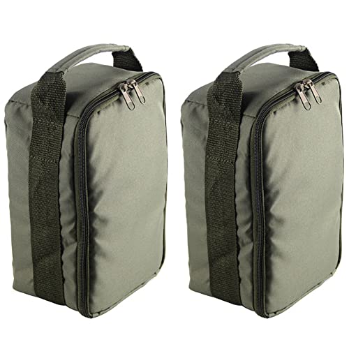 Beelooom 2 x Outdoor-Angelrollen-Tasche, Köder, Ausrüstung, Aufbewahrungspaket, Tackle-Werkzeug, Handtasche, 3-lagiges Angelschnur-Paket, armee-grün