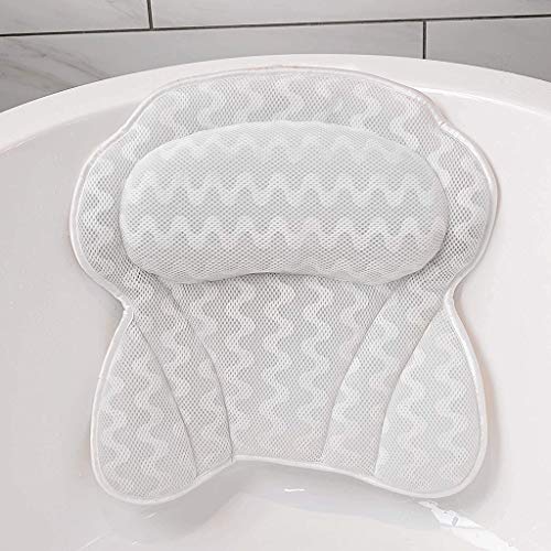 AIHEDOUJ Badewannenkissen, Badewannenkissen, Badewannenkissen, ergonomische Badewannenkissen mit 3D-Air-Mesh-Technologie und 6 Saugnäpfen für Badewanne, Nacken, Kopf, Schulterkissen, Stützkissen,