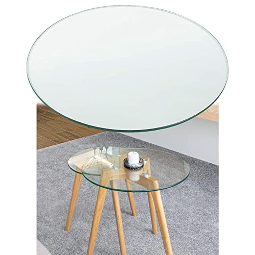 V3VOGUE Klare Glasplatte Rund Glasscheibe - Schwerlast Tischplatte Aus Gehärtetem Glass - Tischplattenschutz, Für Esstisch, Rattan Couchtisch, Gartentisch, DIY Glass Tischplatte, Ø 35cm~100cm