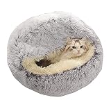 Rysmliuhan Shop Hundehöhle Kleine Hunde Katzenhöhle Warmes Hundebett Plüsch Hundebett Kätzchenbett Hundeschlafsäcke Flauschiges Katzenbett Hund Schlafsofa 40X40,Grey Plush