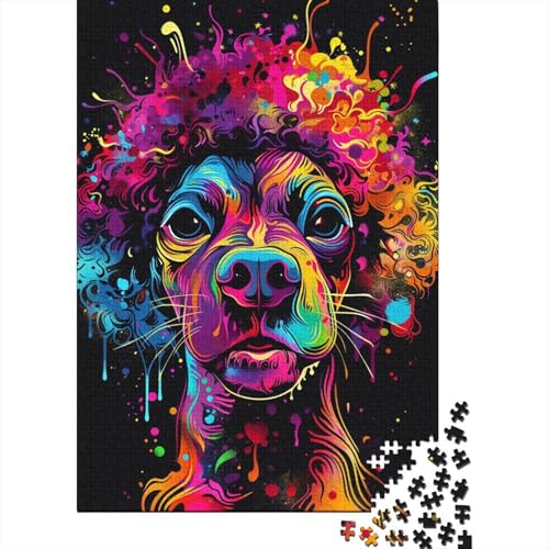 Art Dog Holzpuzzle für Erwachsene, 500 Teile, für Erwachsene, schwierige Puzzles zum Stressabbau, zum Zeitvertreib zu Hause 20,47x14,96 Zoll