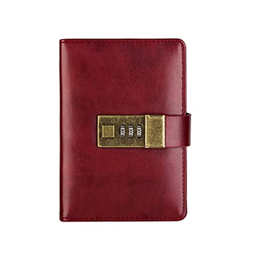 Taschenbuch Mini Journal, Notizbuch, gesperrt, Notizbuch, Mini-Tagebuch, Geschenk, Retro, multifunktional, tragbar, mit Passwortschutz, horizontale Linie, Notizbuch(Red)