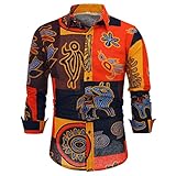 Blumen Hemden Herren Bunte Hemden Langarmhemd Muster Paisley Freizeitshemd Langarm Casual Shirt