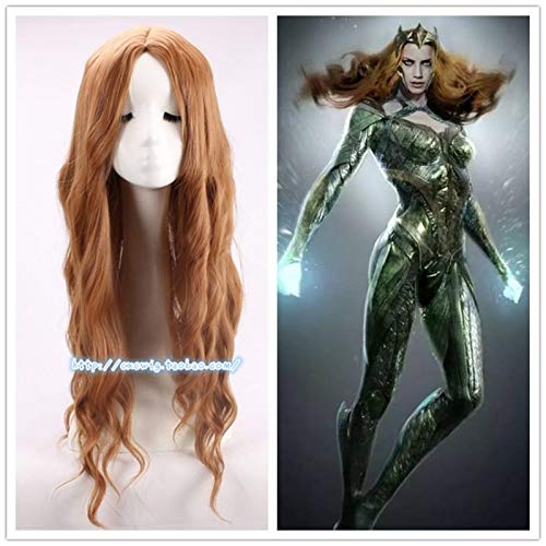 LINLINCD Cosplay wig Film Justice League Aquaman Mera Perücke Cosplay Mera Haar Comic e Perücke Karneval Haar Mera Kostüm Zubehör Cosplay Prop 75CM