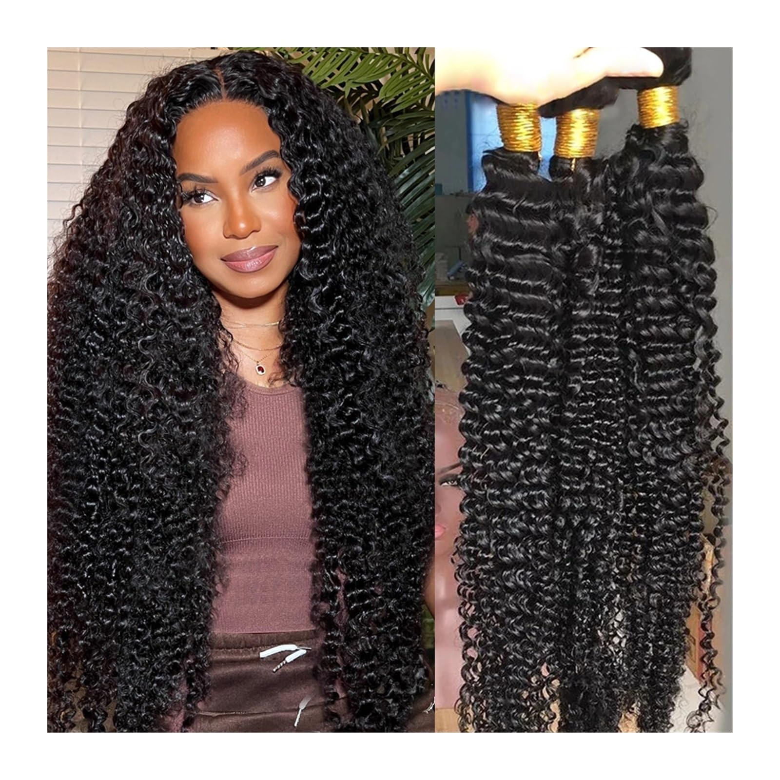 Human Hair Bundles Natürliche schwarze lose tiefe Welle Bundles menschliches Haar 100% brasilianisches Remy Haar lockige Wasserwelle 2/3/4 Bundles human hair weave (Size : 14 14 14)