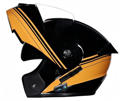 Bluetooth-Modularhelm Für Motorräder, Integralhelm Mit Klappfunktion, ECE-Geprüft, Leichtes Belüftungsdesign, Mit Doppelvisier Für Erwachsene Männer Und Frauen G,XL60-61CM