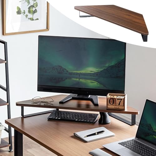 3,5" hoher Eck-Monitorständer, universeller dreieckiger Büro-Desktop-Ständer mit Metallstütze und Rutschfester Matte, Schreibtisch-Organizer-Regal für Arbeitszimmer