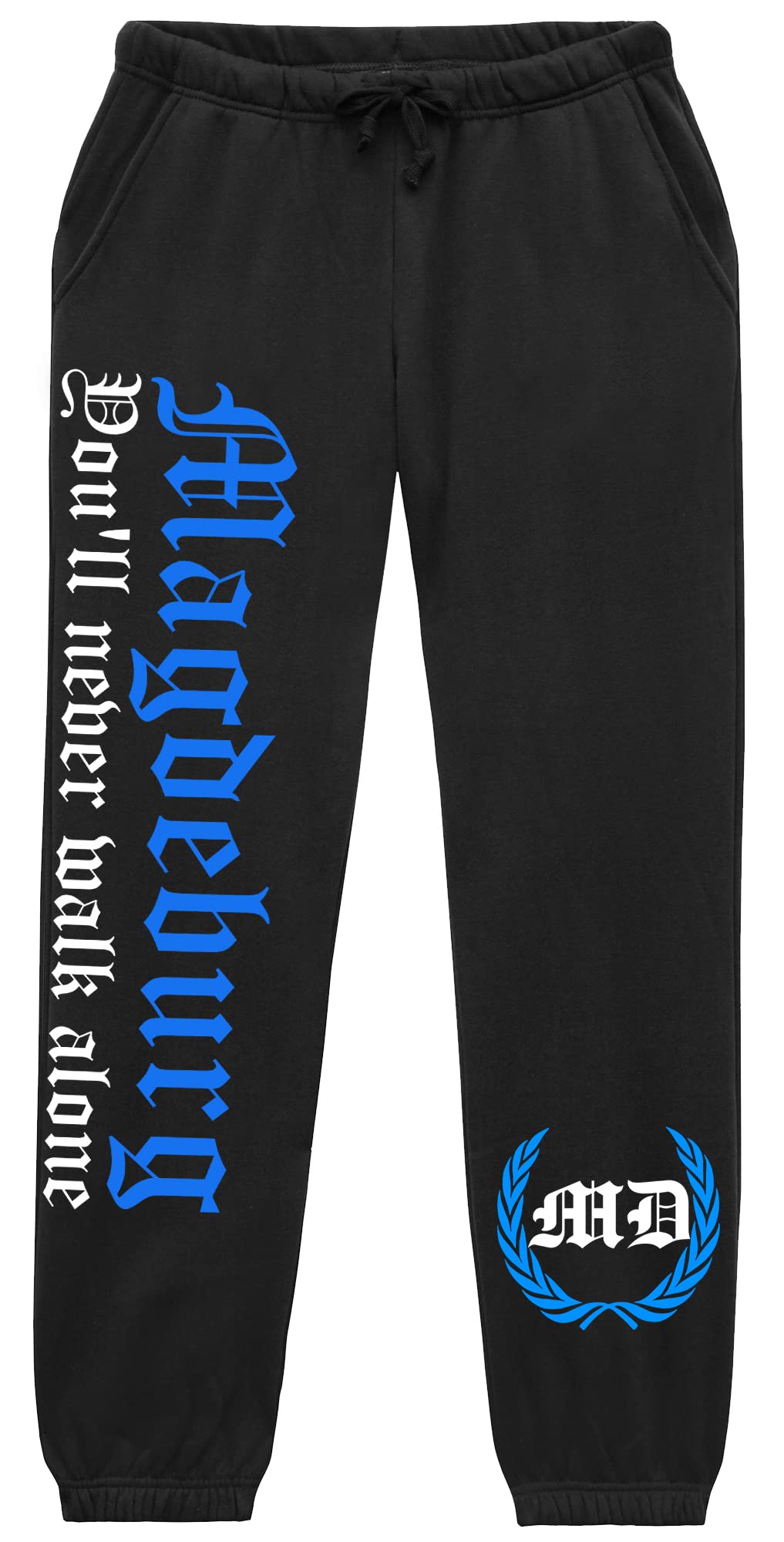 Magdeburg Never Walk Alone Jogginghose | Magdeburg Geschenk Magdeburg Hose Magdeburg Fanartikel Ultras Sport | M2 Schwarz (XL)