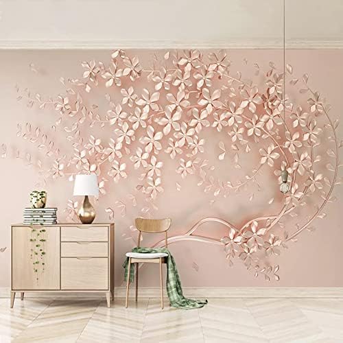 XLMING Luxuriöses Esszimmer Mit Blumen In Roségold Küche Esszimmer Arbeitszimmer Wohnzimmer TV Hintergrund Wand 3D Tapete-350cm×256cm