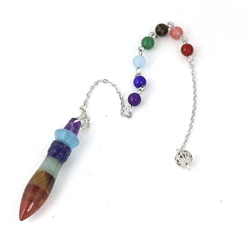 Natürlicher Kristallquarz Pendel Anhänger Amethyst Lapislazuli Stein Amulett Pendel Weissagungs Schmuck,Chakra-Stein B