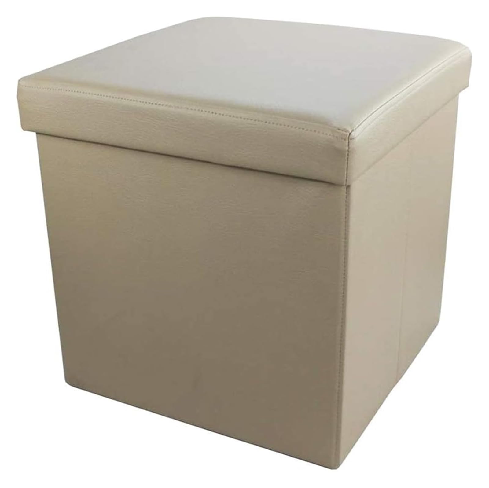 RAABYU Sitzbank mit Stauraum, Hocker, Leder, Fußhocker, Faltbarer Würfel, Spielzeugkiste, Organizer, Box, Pouf, Truhe, Einzelsitz, Beige