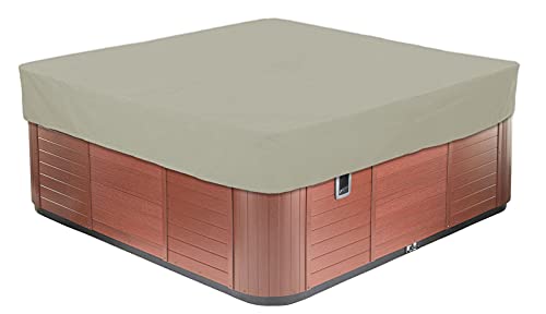 BaCover Outdoor Whirlpool Abdeckung, 210D Oxford-Gewebe Wasserdicht Spa Hot Tub Pool Abdeckun Quadratische Pool-Staubschut Mehrere Größen zur Auswahl,Beige,228x228x30cm