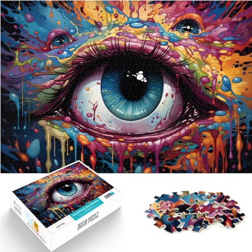 Puzzles als Geschenke, psychedelische farbige Augen, 1000-teiliges Puzzle für Erwachsene, Holzpuzzle, interessantes Puzzle zur Stressreduzierung, 1000 Teile (50 x 75 cm)