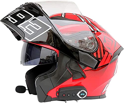 Klapphelm Motorrad Bluetooth-Helme,Modular-Klapphelm Integralhelm,DOT/ECE-zugelassen Motorradhelm Für Damen Und Herren,mit Lautsprechermikrofon Für Automatische Antworten (Color : A, Size : M=57-58c