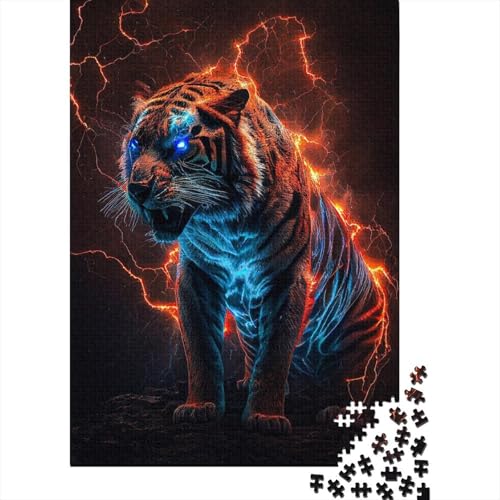 Lightning Tiger Holzpuzzle für Erwachsene und Teenager, Kunstpuzzle für Erwachsene, 1000 Teile, Holzpuzzle für Erwachsene und Teenager 29,53x19,69 Zoll