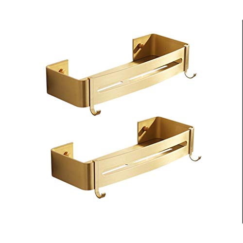 CNBYDK Eckregal für Badezimmer, Eckregal, an der Wand montiertes Badezimmerregal, gebürstetes Gold-Aluminium, Badewannen-Duschregal, Badewannen-Shampoo-Halter, Eckregal