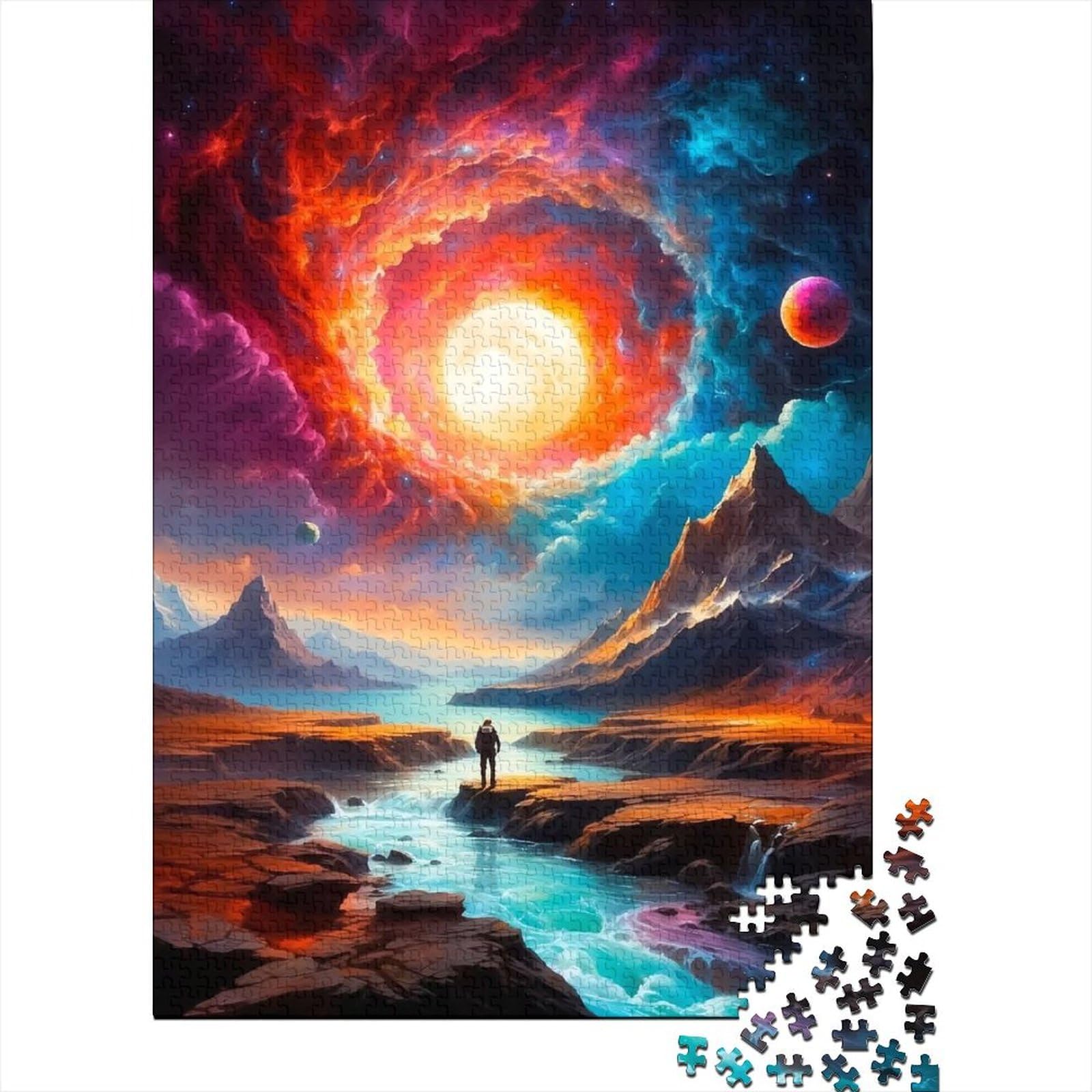 Holzpuzzle „Sonne am Himmel“ für Erwachsene und Jugendliche von Erwachsenenpuzzles mit 1000 Teilen, Lernspiele, Heimdekorationspuzzle (Größe 29,53 x 19,69 Zoll)