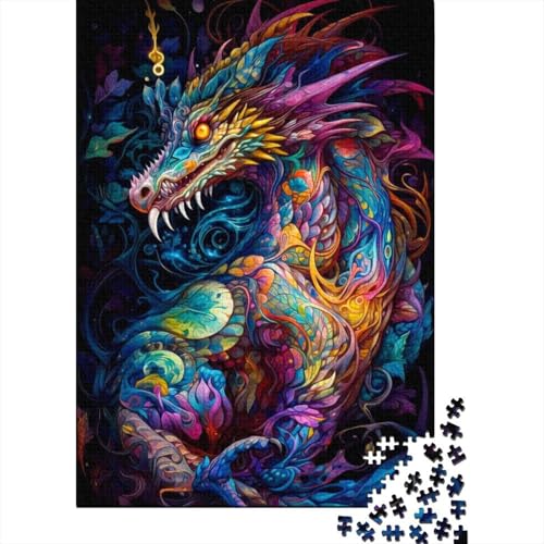 Buntes Drachenpuzzle, 1000 Teile für Erwachsene, schwierige Puzzles, Puzzles für Erwachsene, Lernspiel, Herausforderungsspielzeug, 75 x 50 cm